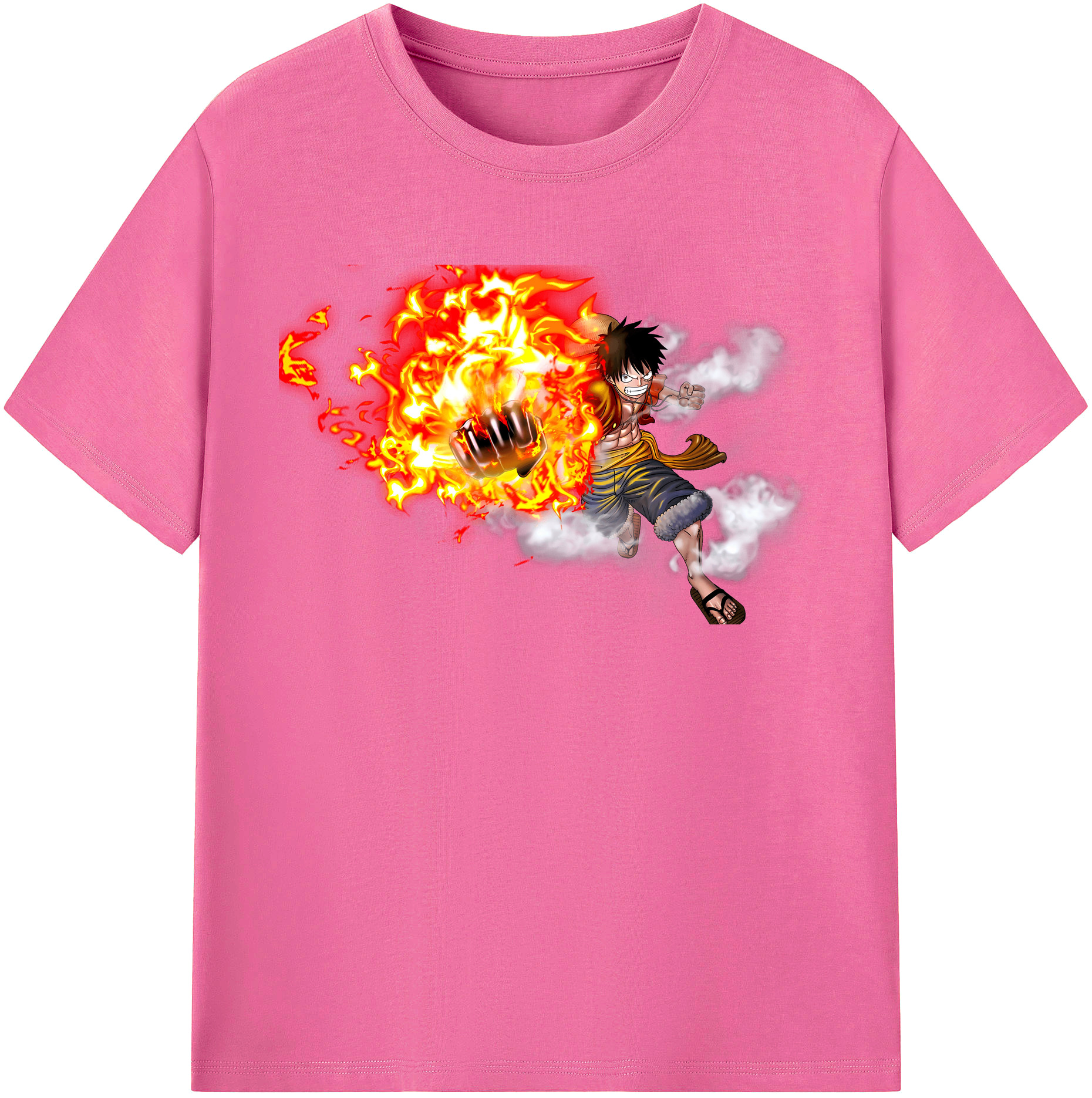 ワンピース モンキー・D・ルフィ ONE PIECE Monkey D. Luffy レディースカジュアルプリントTシャツ（綿100％）